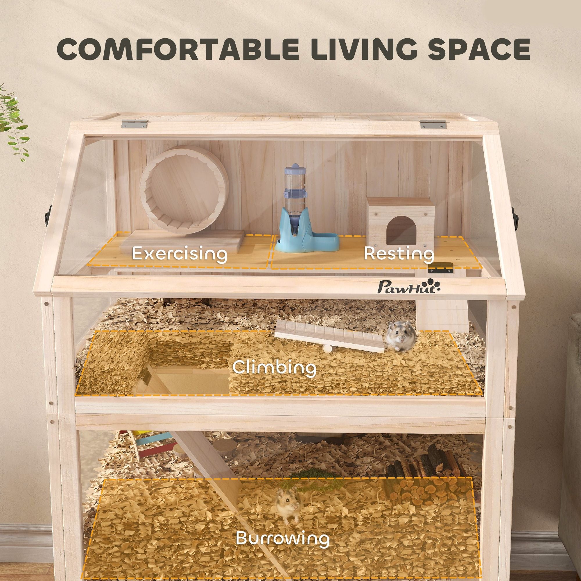 Multi-Level furniture-style Hamster Cage with Detachable Floors & Accessories