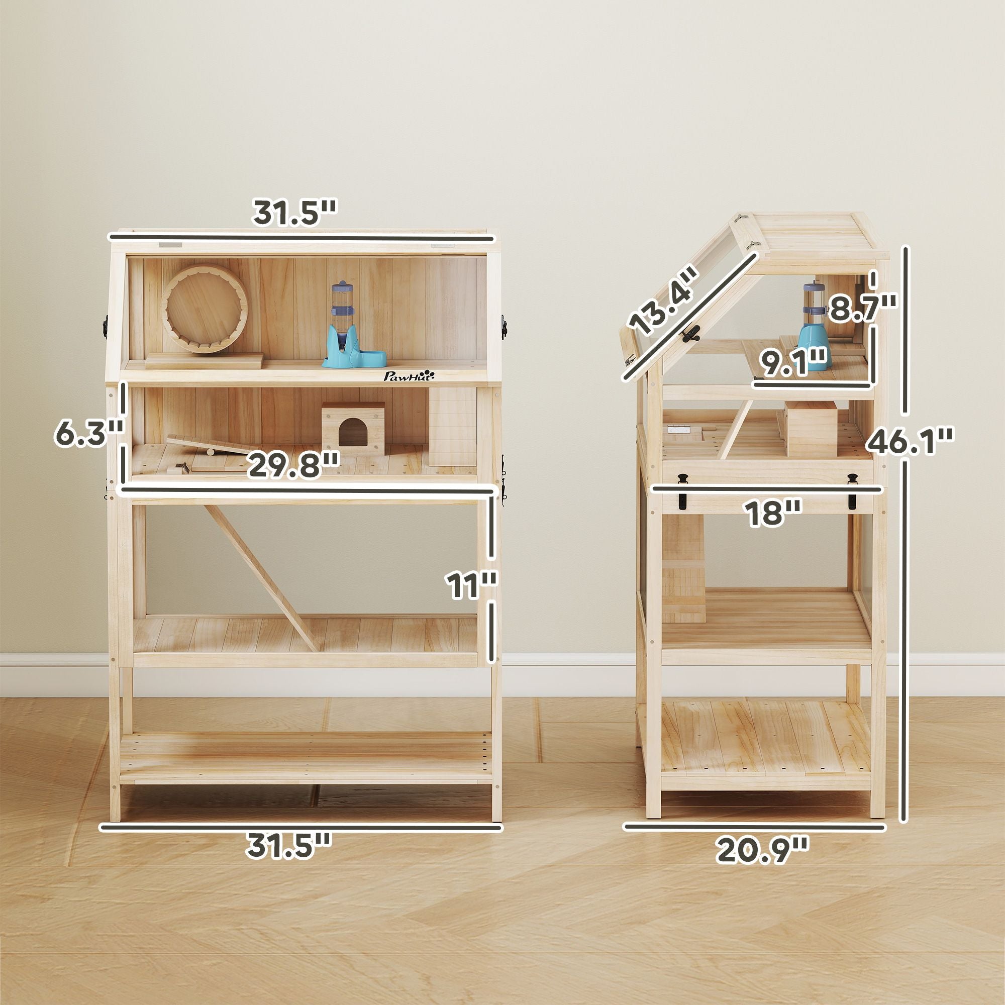 Multi-Level furniture-style Hamster Cage with Detachable Floors & Accessories