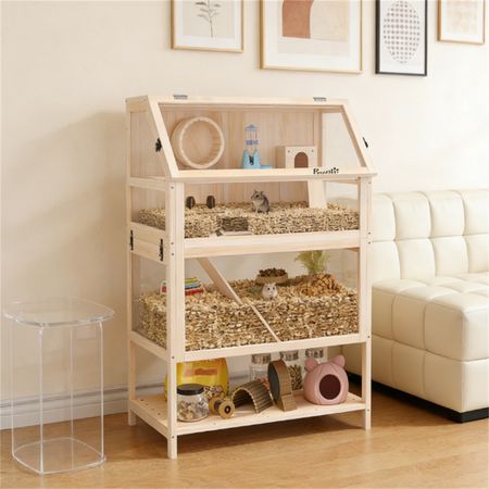 Three-Tier furniture-style Hamster Cage with Storage and Accessories