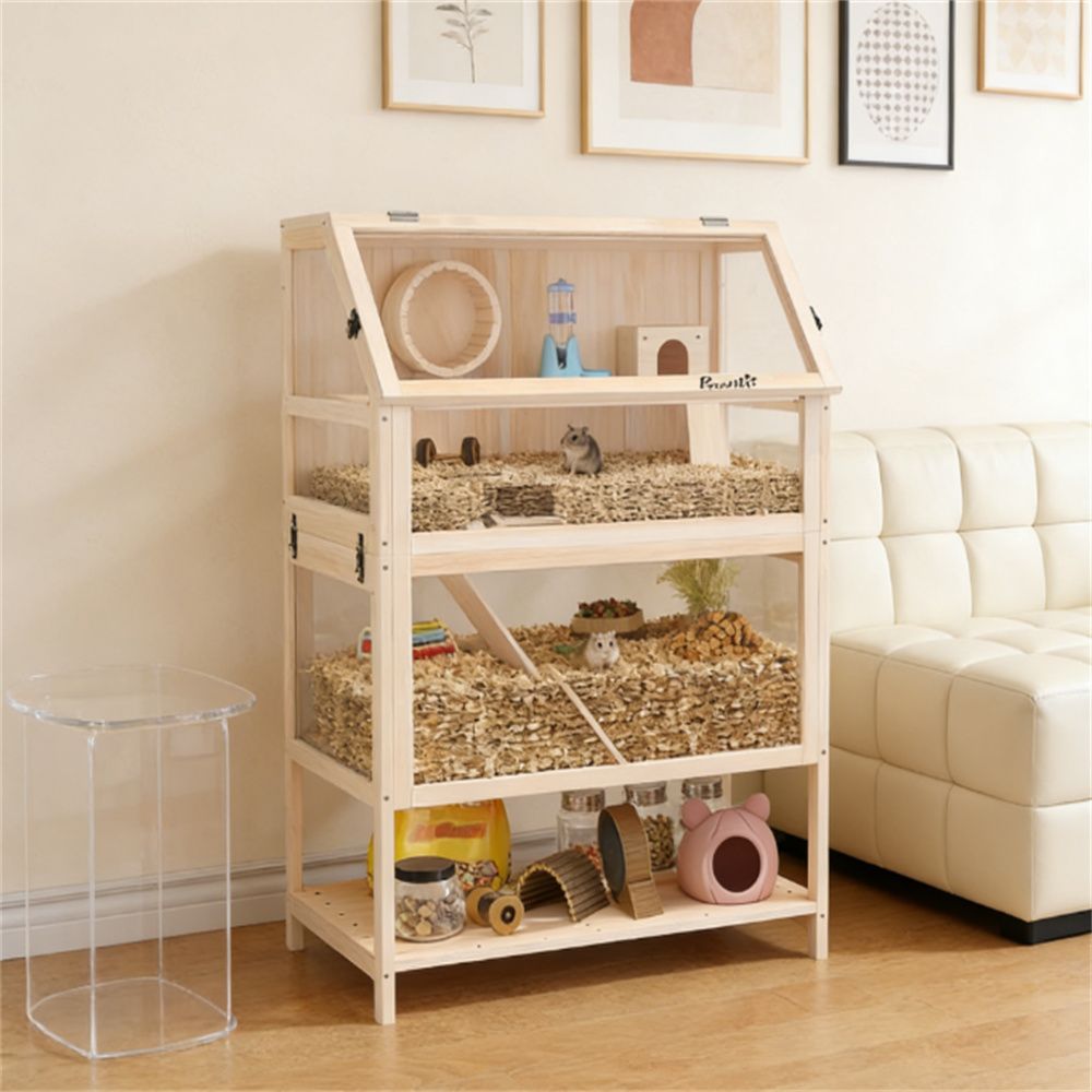 Three-Tier furniture-style Hamster Cage with Storage and Accessories