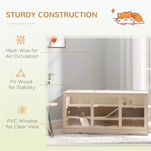 Multi-Level furniture-style Hamster Cage with 1000 Sq In Space