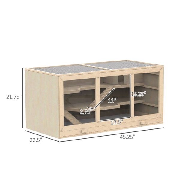 Multi-Level furniture-style Hamster Cage with 1000 Sq In Space
