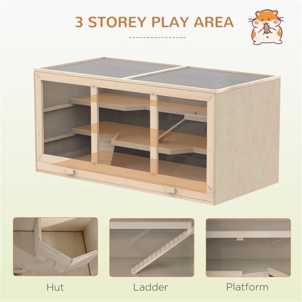 Multi-Level furniture-style Hamster Cage with 1000 Sq In Space