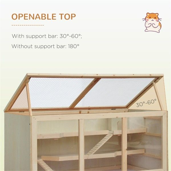 Multi-Level furniture-style Hamster Cage with 1000 Sq In Space