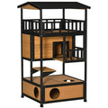 furniture-style Outdoor Cat House with Asphalt Roof & Escape Doors
