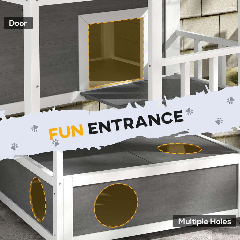 furniture-style Outdoor Cat House with Asphalt Roof and Escape Doors