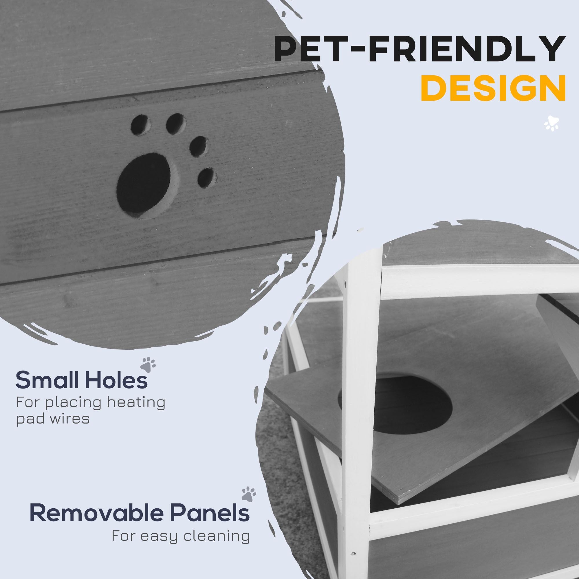 furniture-style Outdoor Cat House with Asphalt Roof and Escape Doors