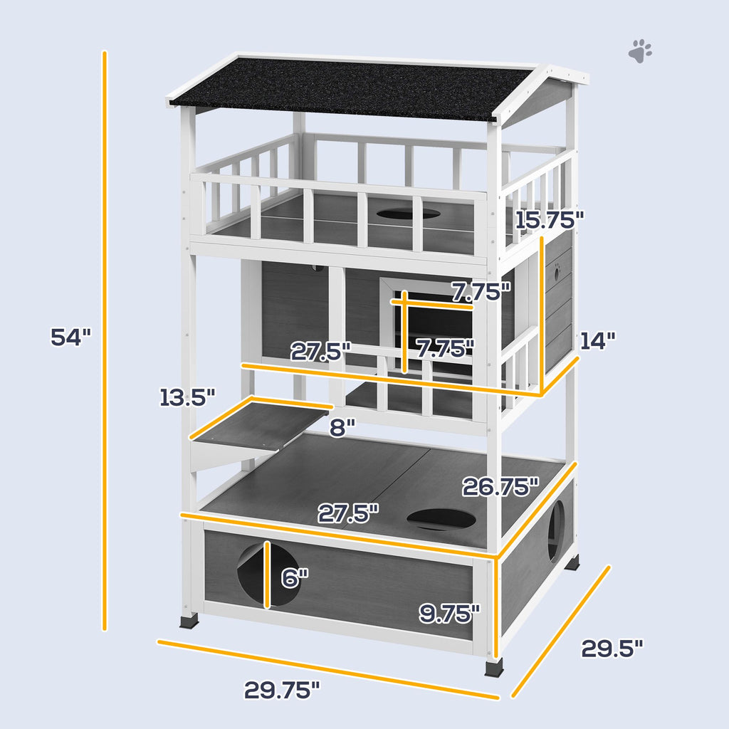 furniture-style Outdoor Cat House with Asphalt Roof and Escape Doors