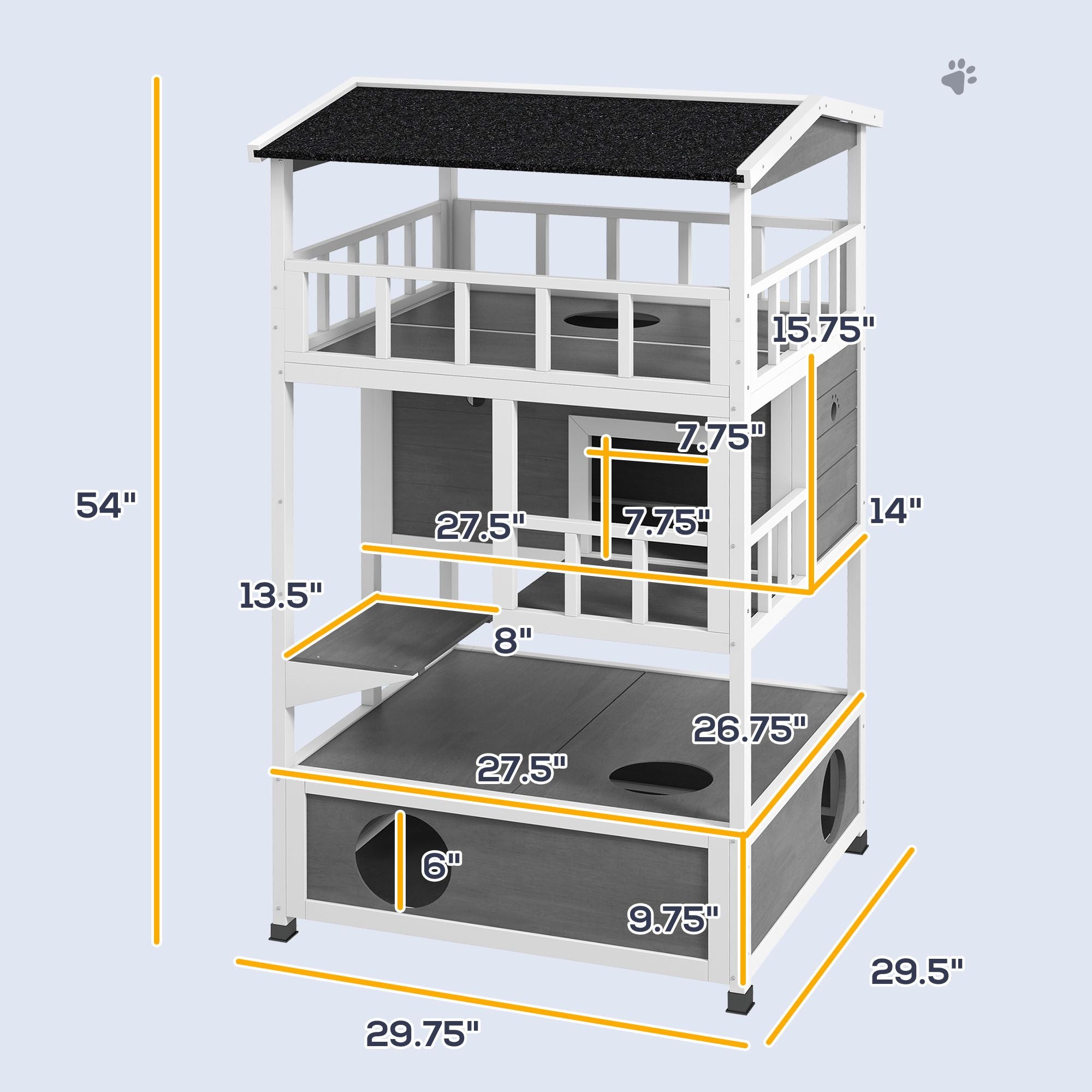 furniture-style Outdoor Cat House with Asphalt Roof and Escape Doors