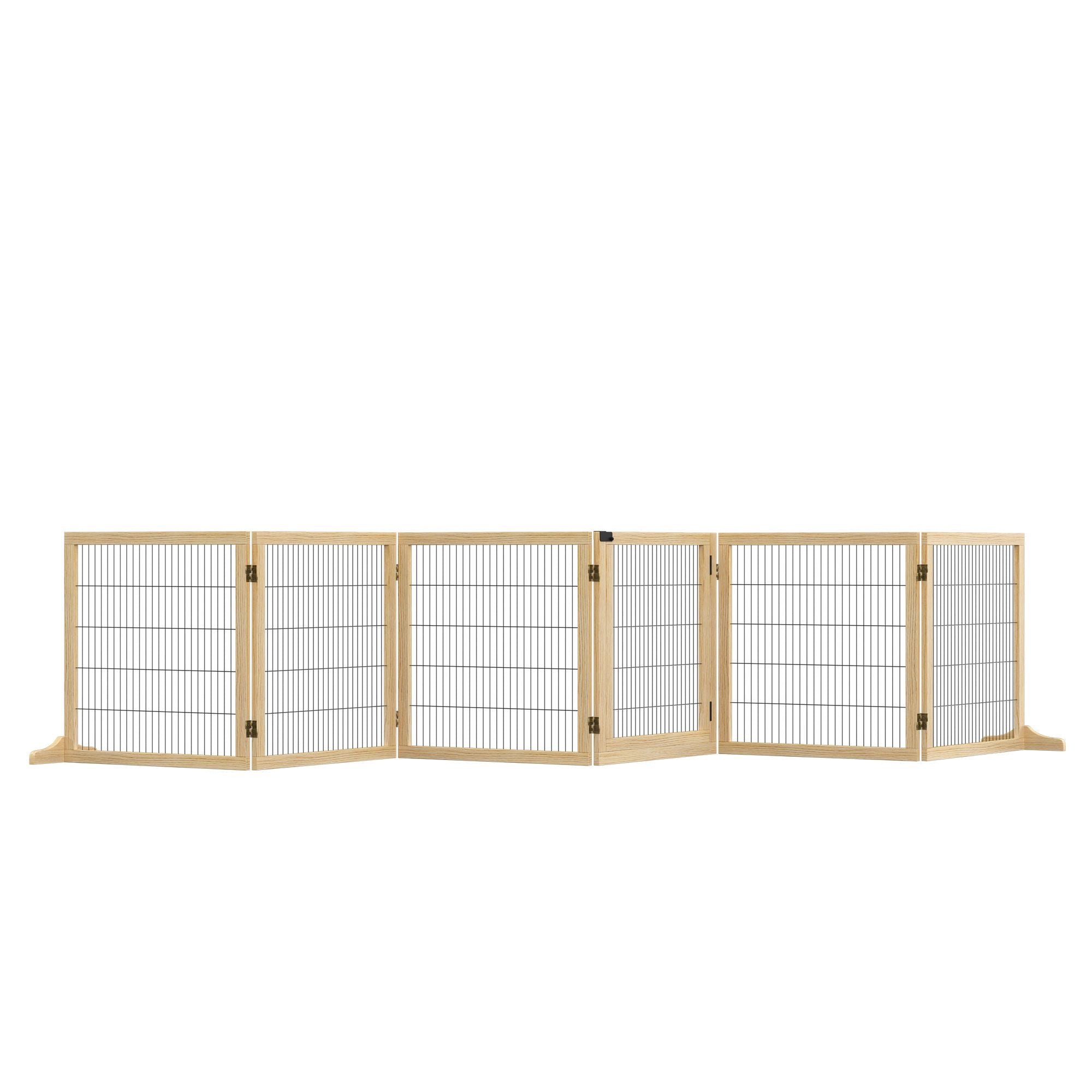 furniture-style 6-Panel Folding Dog Gate with Support