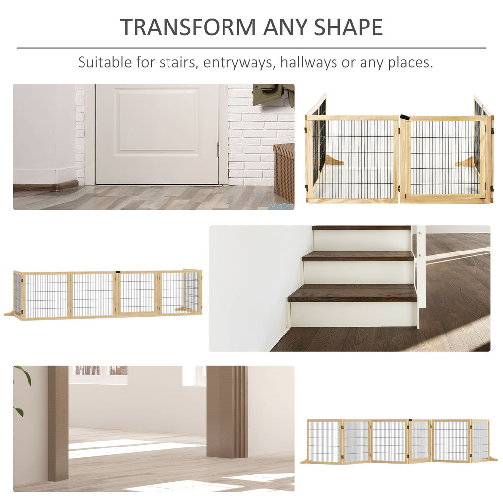 furniture-style 6-Panel Folding Dog Gate with Support