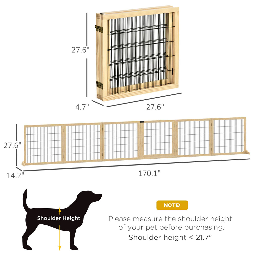 furniture-style 6-Panel Folding Dog Gate with Support