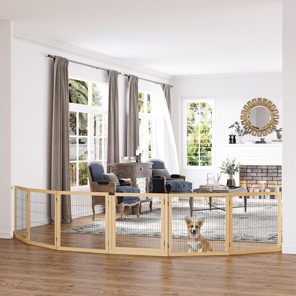 furniture-style 6-Panel Folding Dog Gate with Support