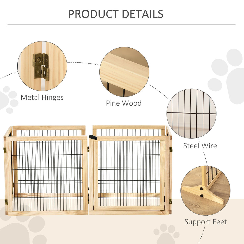 furniture-style 6-Panel Folding Dog Gate with Support