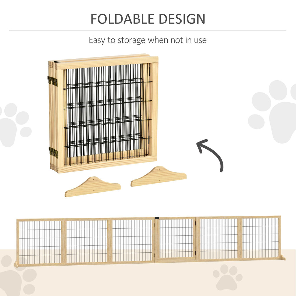 furniture-style 6-Panel Folding Dog Gate with Support