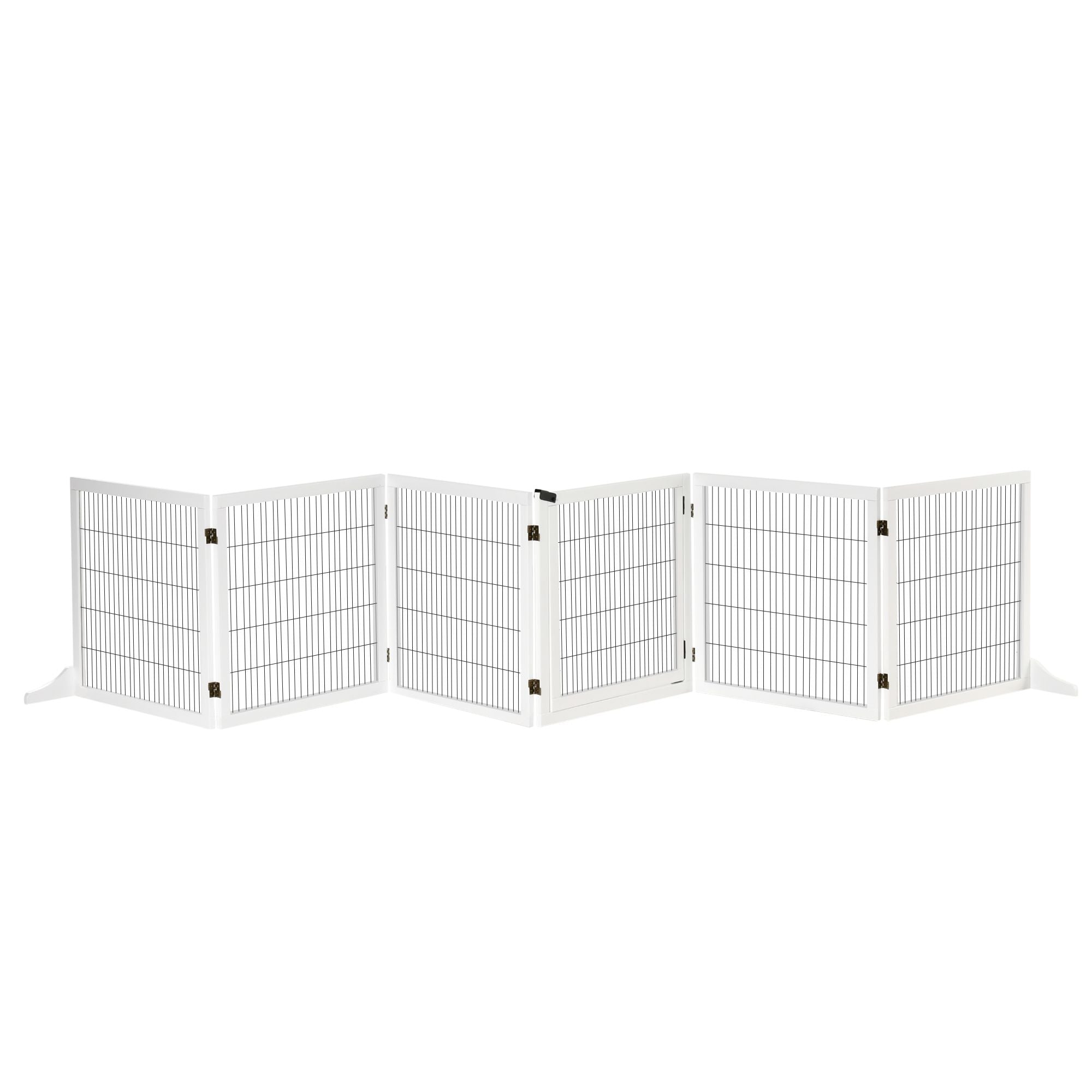 6-Panel Folding furniture-style Pet Gate with Support for Small & Medium Dogs