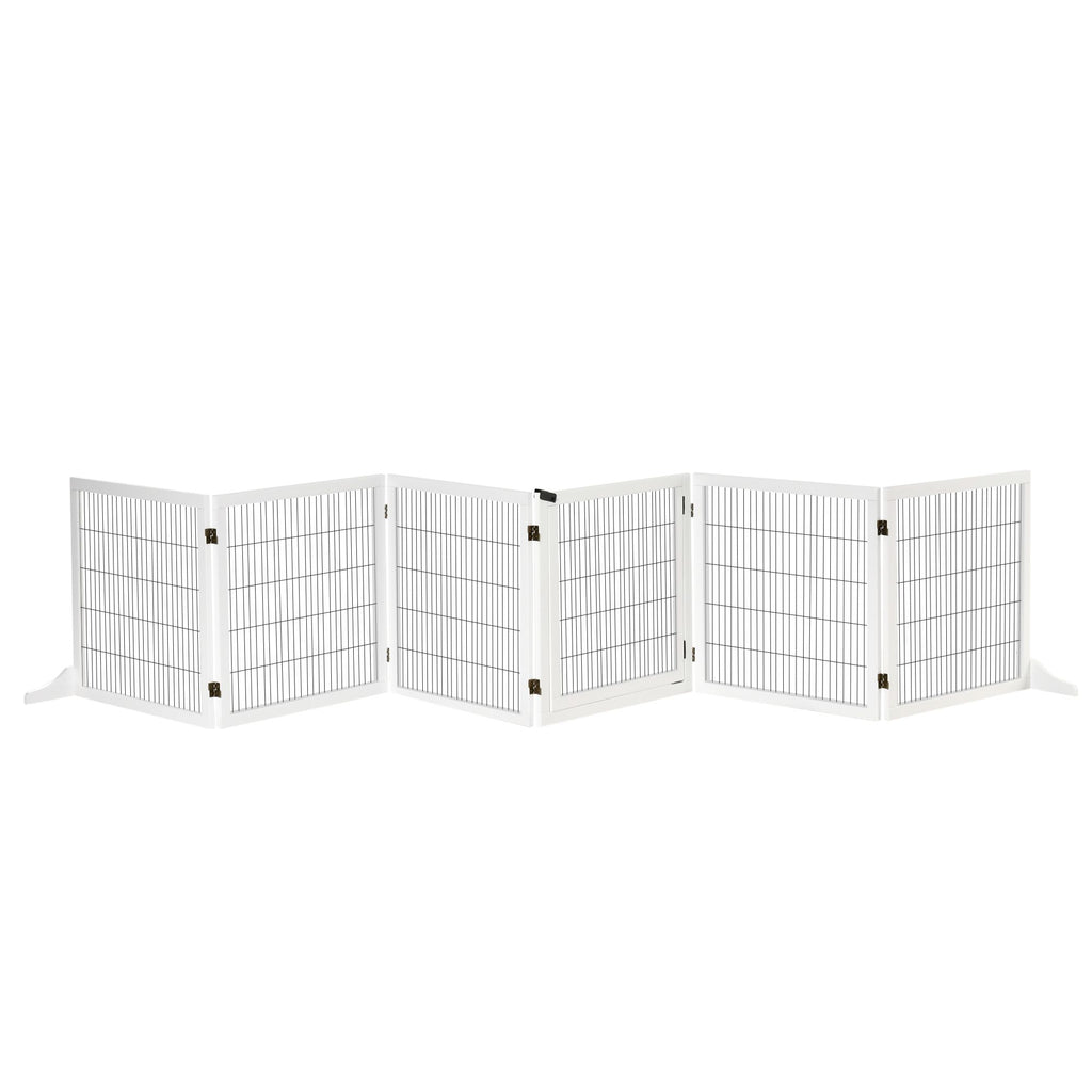 6-Panel Folding furniture-style Pet Gate with Support for Small & Medium Dogs
