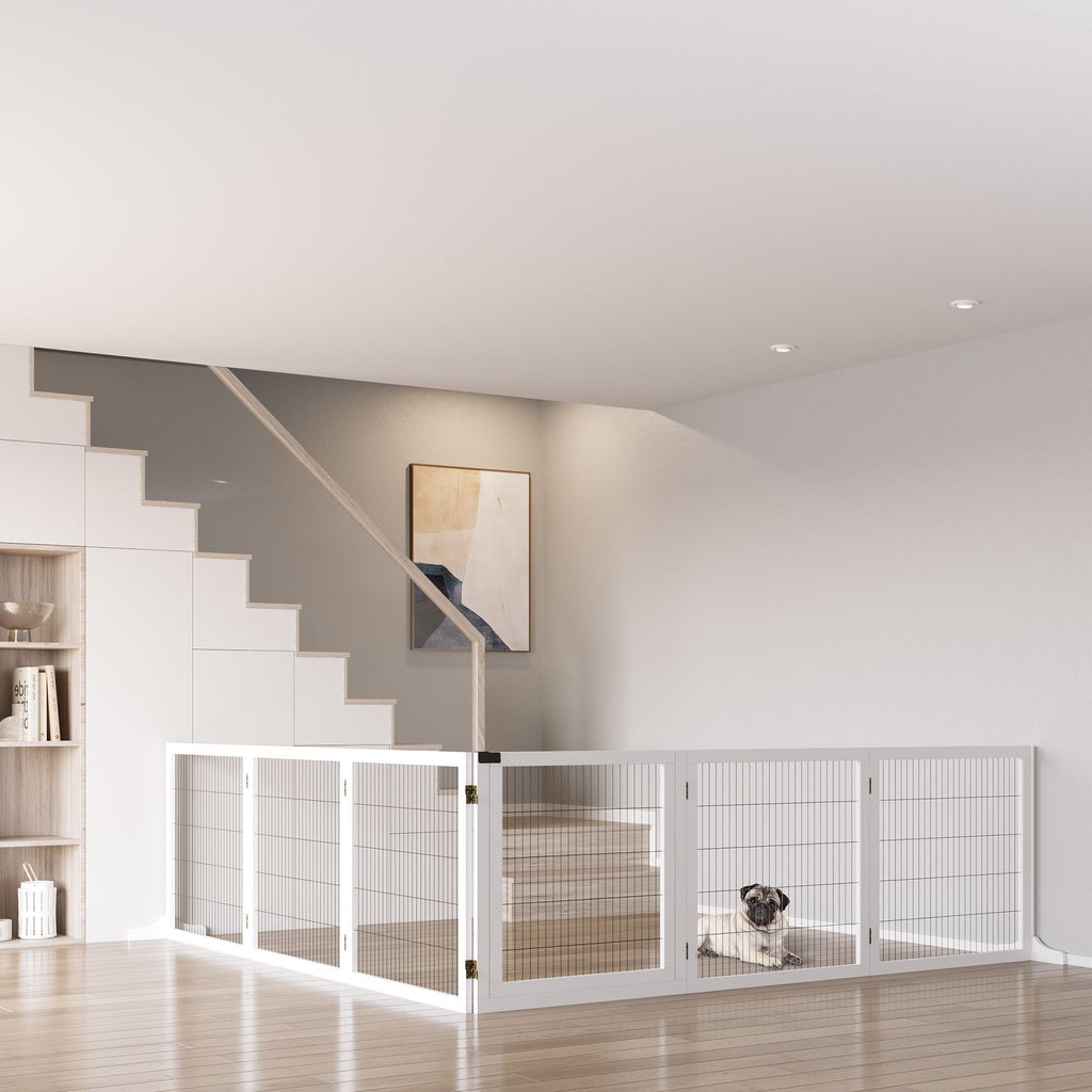 6-Panel Folding furniture-style Pet Gate with Support for Small & Medium Dogs