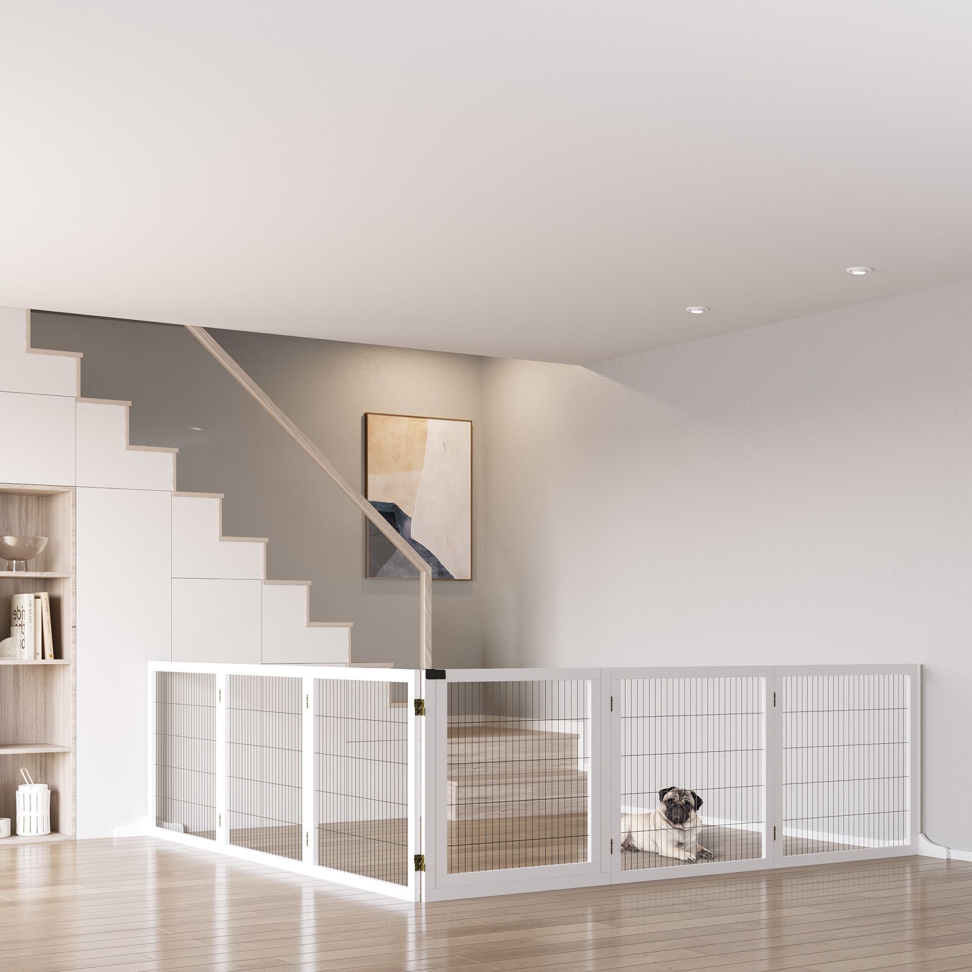 6-Panel Folding furniture-style Pet Gate with Support for Small & Medium Dogs