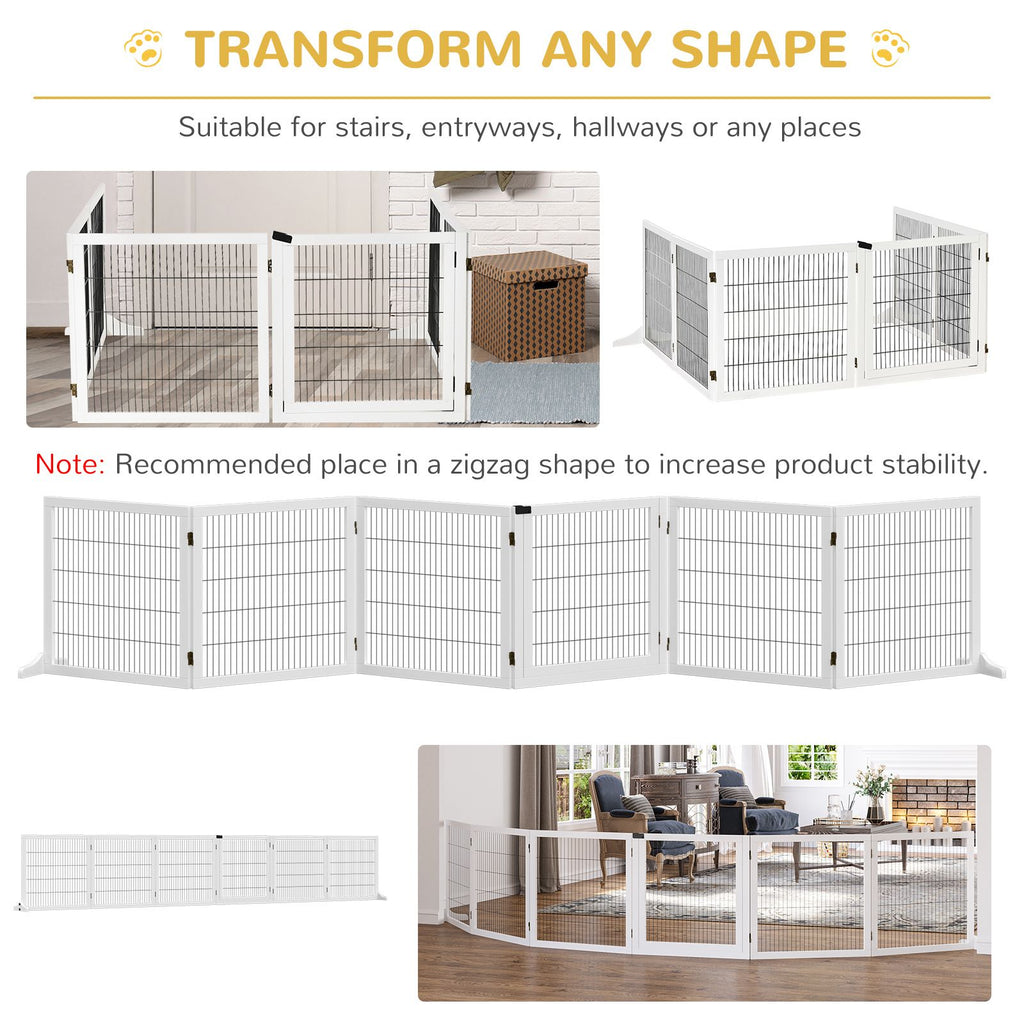 6-Panel Folding furniture-style Pet Gate with Support for Small & Medium Dogs