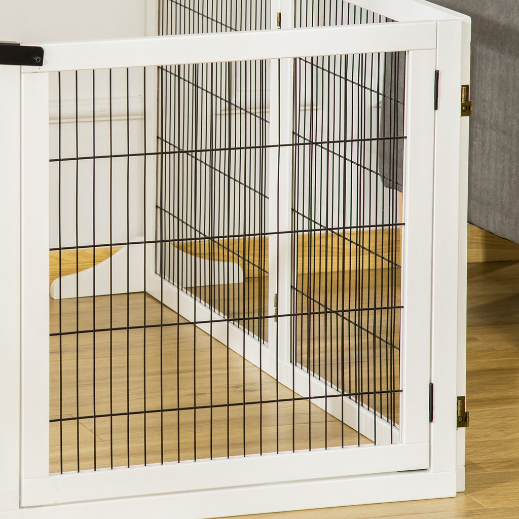 6-Panel Folding furniture-style Pet Gate with Support for Small & Medium Dogs