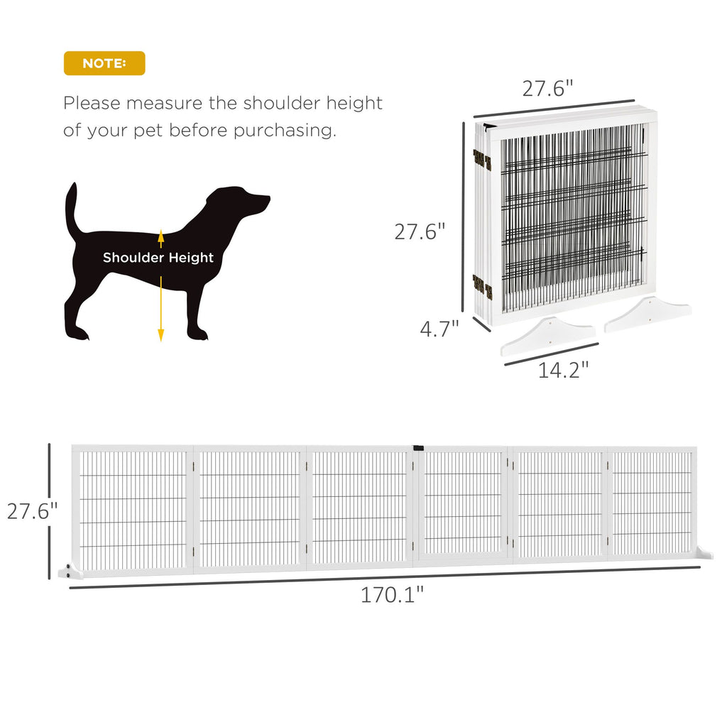 6-Panel Folding furniture-style Pet Gate with Support for Small & Medium Dogs