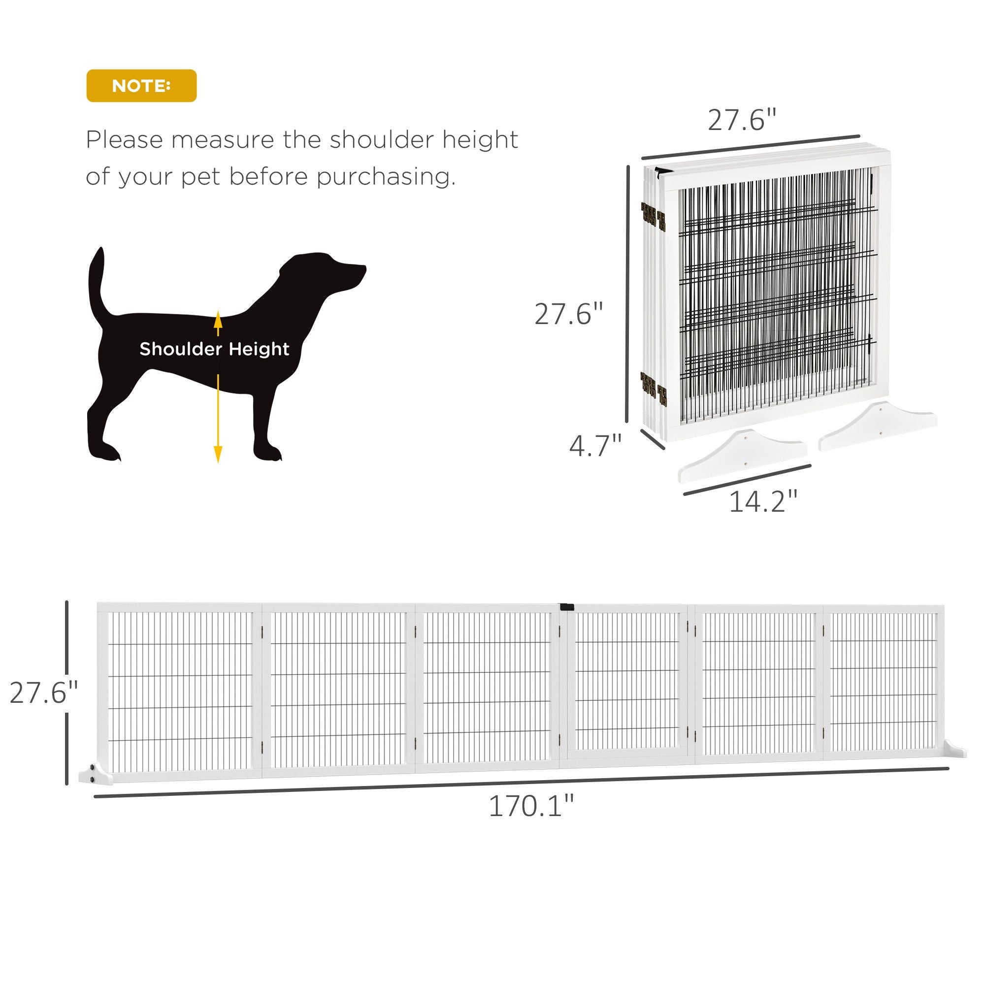 6-Panel Folding furniture-style Pet Gate with Support for Small & Medium Dogs