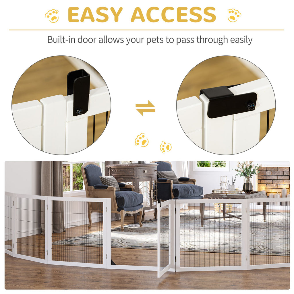 6-Panel Folding furniture-style Pet Gate with Support for Small & Medium Dogs