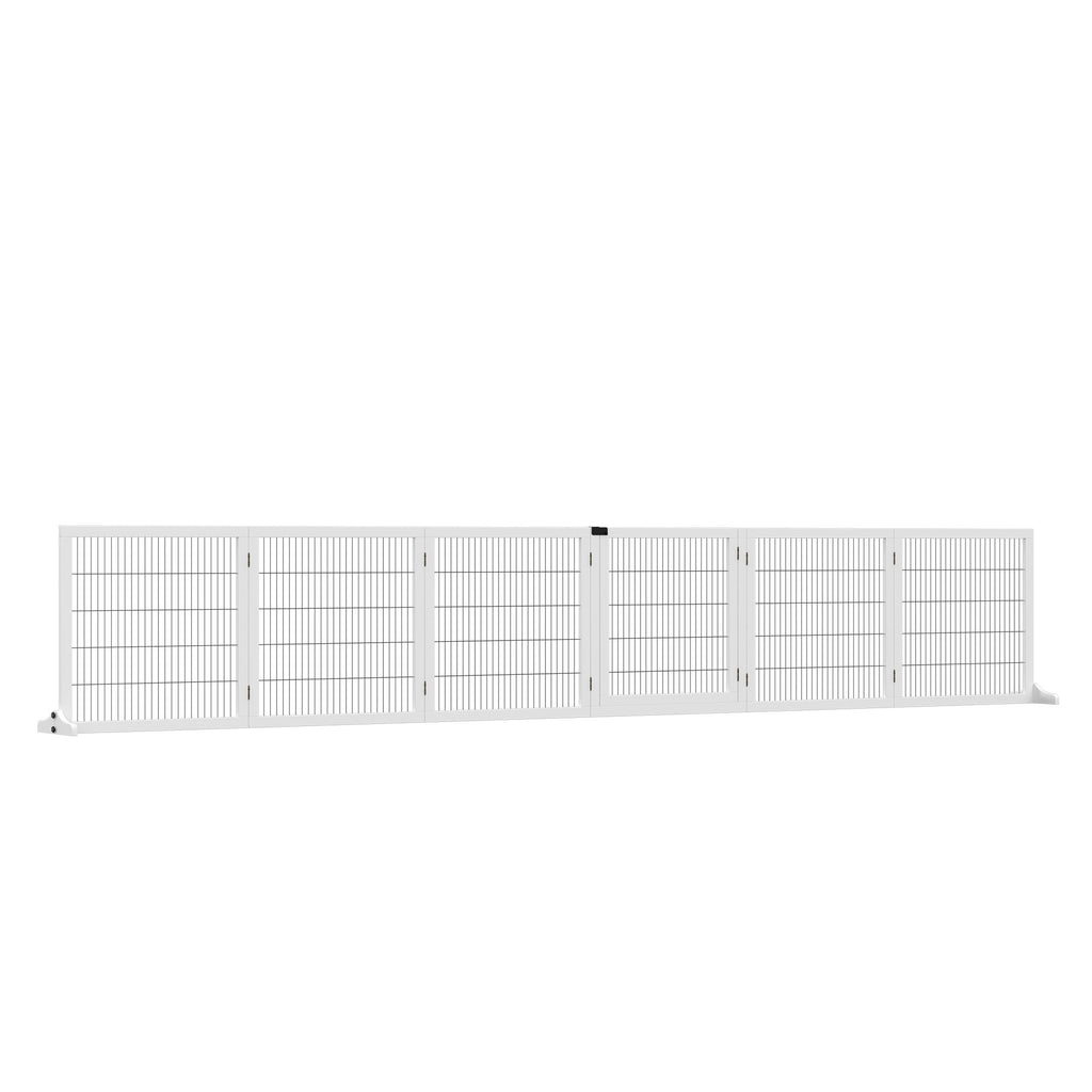6-Panel Folding furniture-style Pet Gate with Support for Small & Medium Dogs