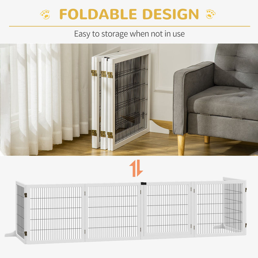 6-Panel Folding furniture-style Pet Gate with Support for Small & Medium Dogs