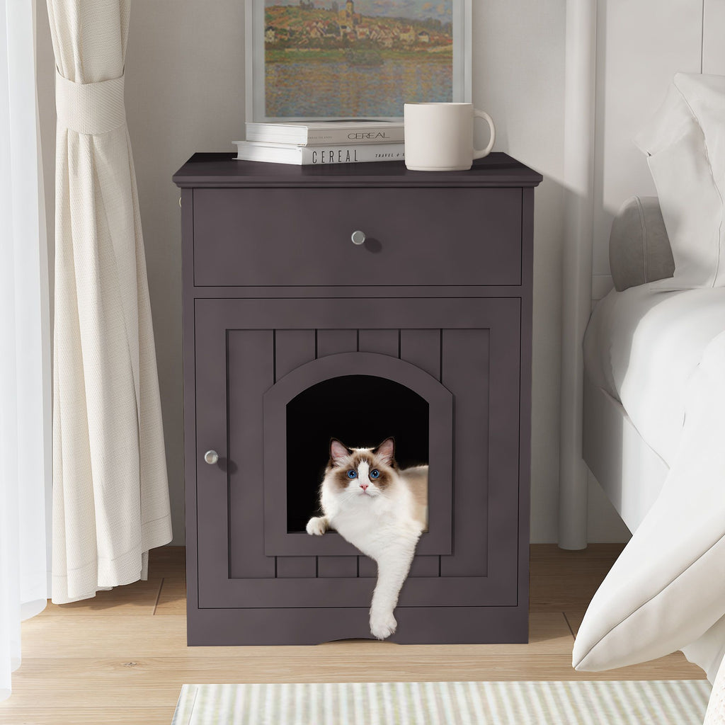 Hide Litter Box in Style with This Wooden Enclosure Nightstand