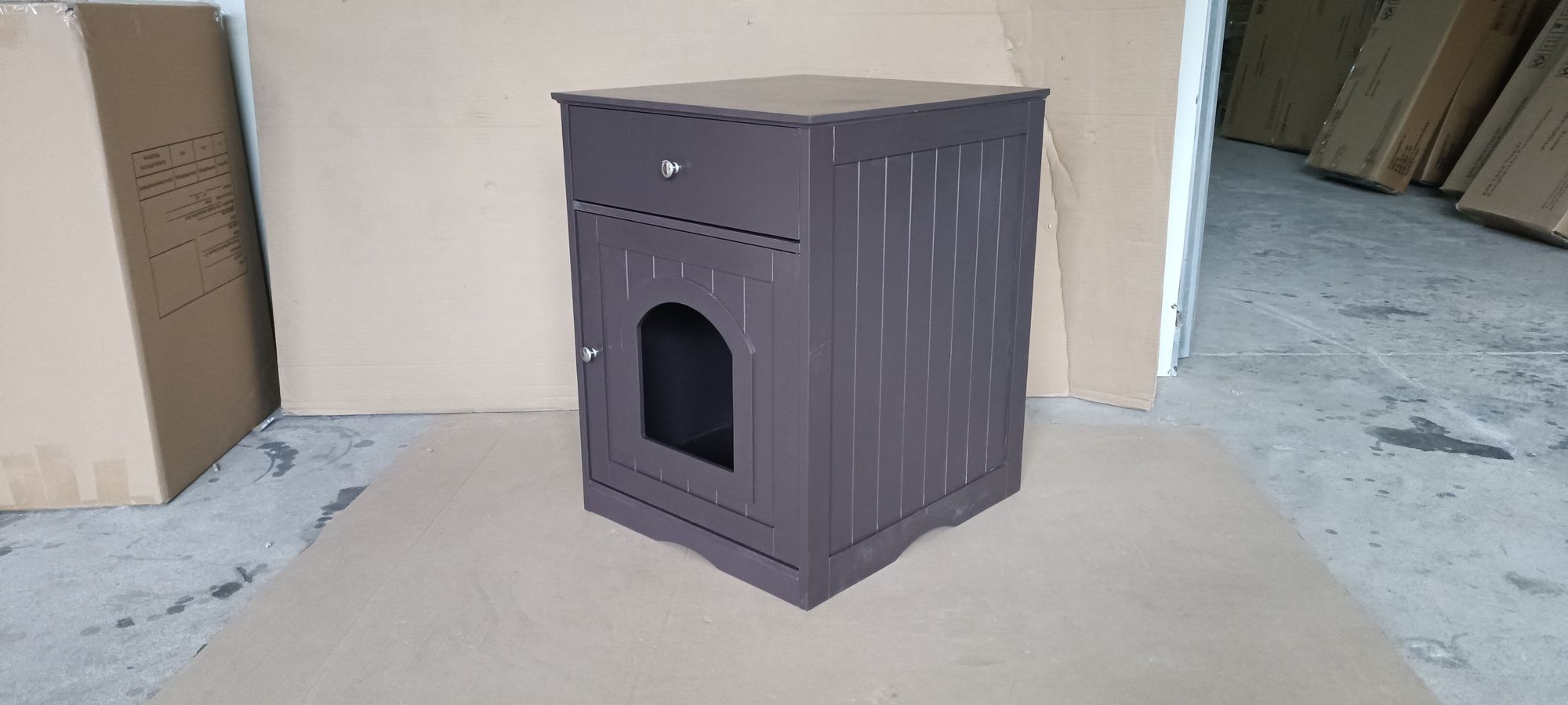 Hide Litter Box in Style with This Wooden Enclosure Nightstand
