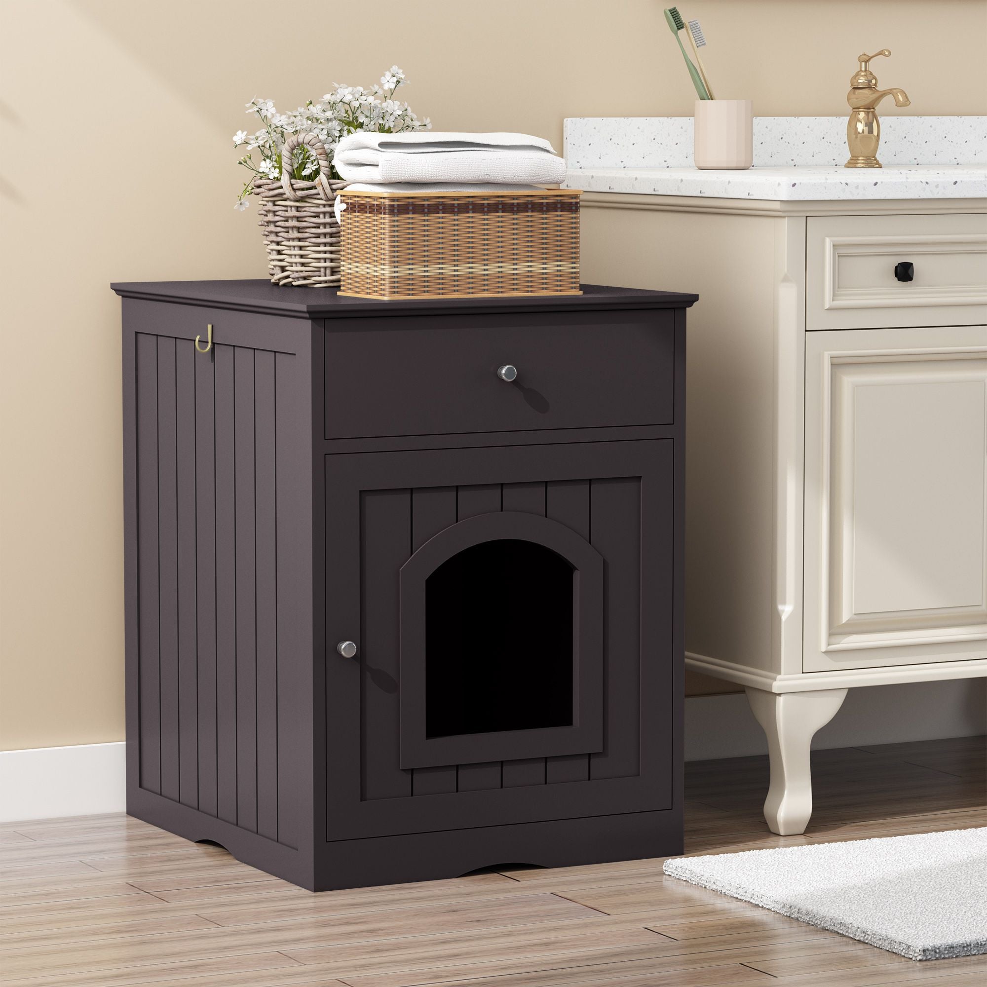 Hide Litter Box in Style with This Wooden Enclosure Nightstand
