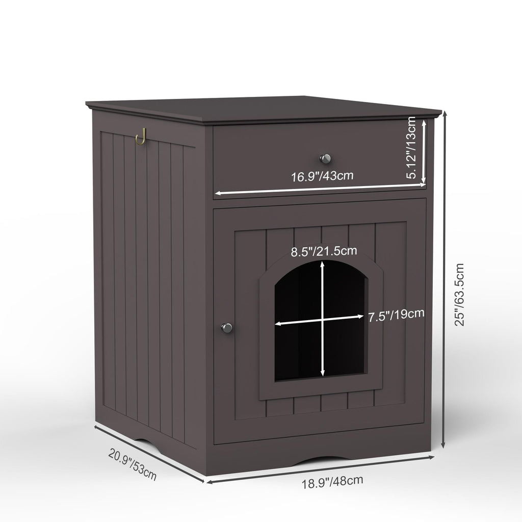 furniture-style Cat Litter Box Enclosure with Drawer – Side Table Design