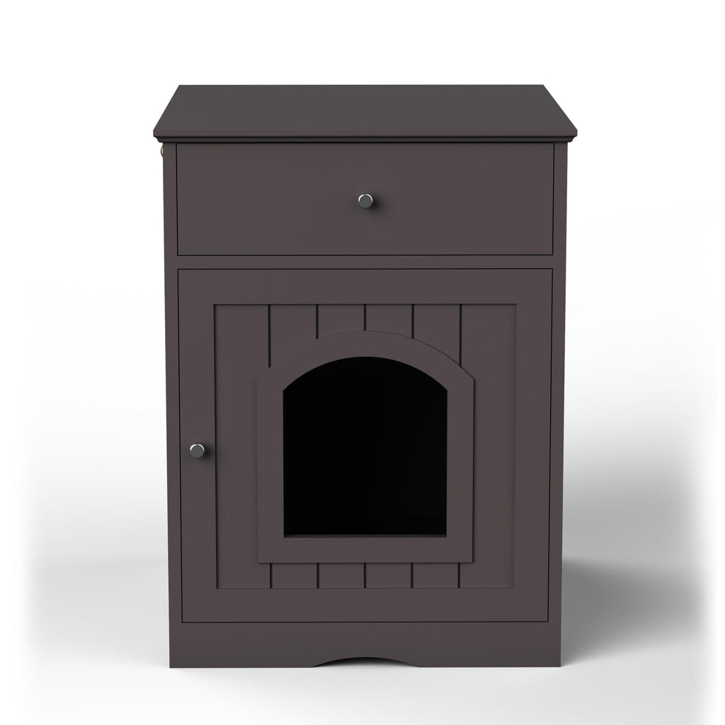 furniture-style Cat Litter Box Enclosure with Drawer – Side Table Design