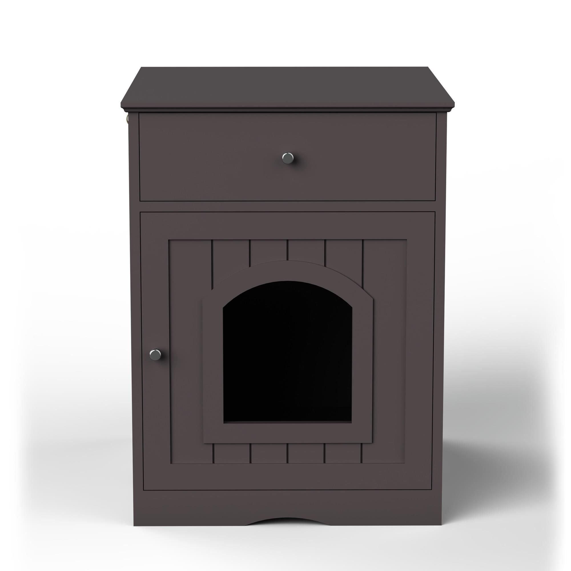furniture-style Cat Litter Box Enclosure with Drawer – Side Table Design