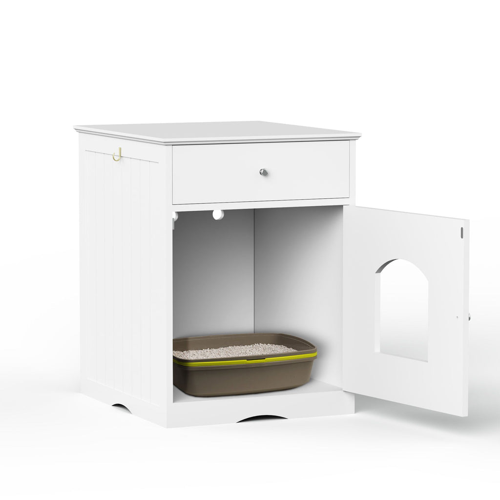 furniture-style Cat Litter Box Enclosure with Drawer, Side Table & Nightstand