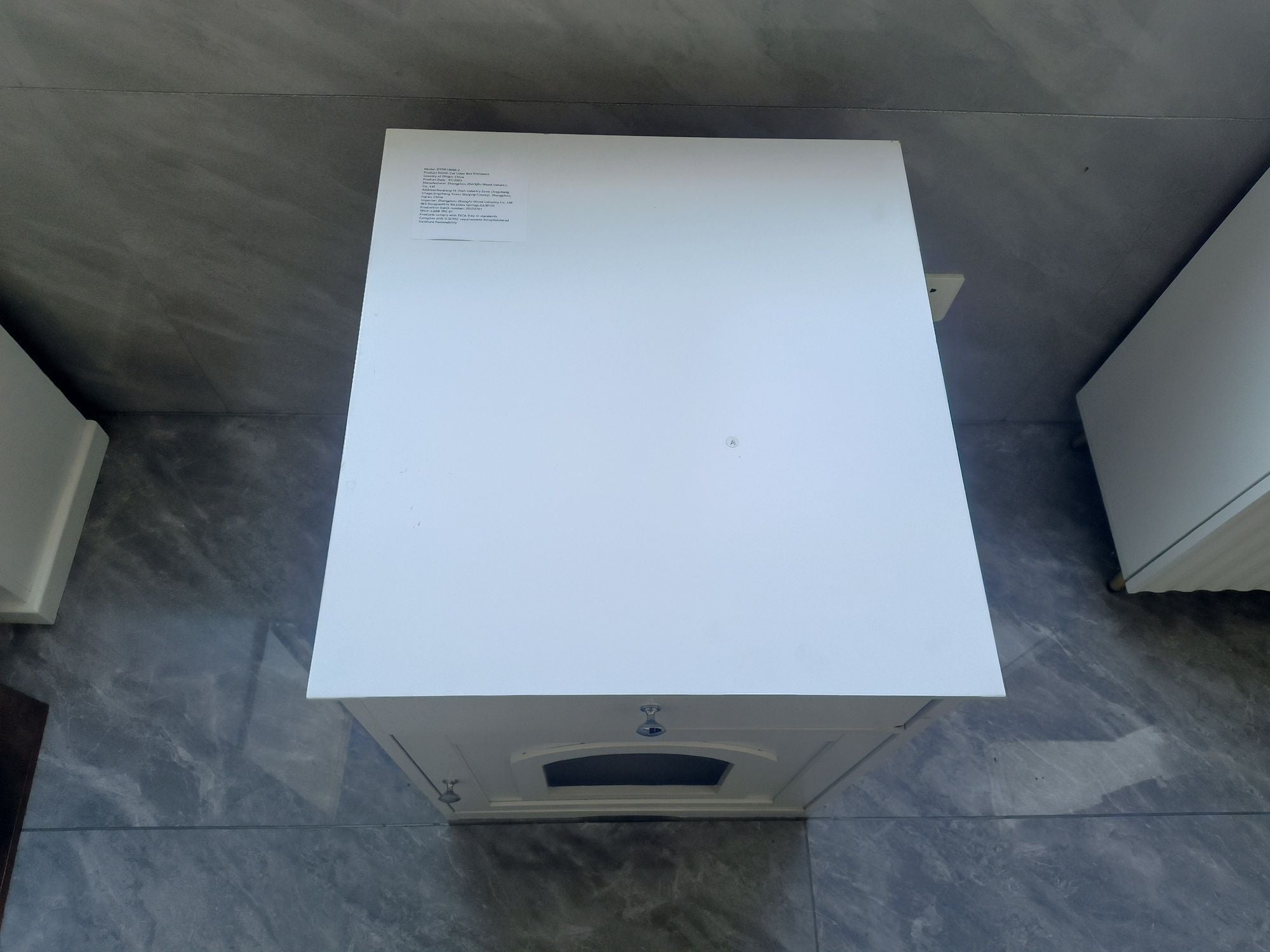 Stylish Wooden Cat Litter Box Enclosure with Drawer and Side Table – White