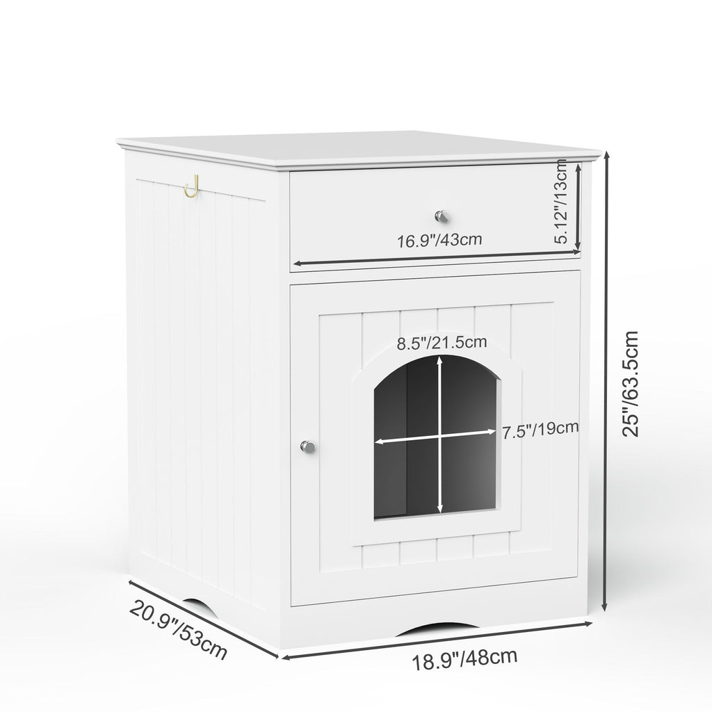 furniture-style Cat Litter Box Enclosure with Drawer, Side Table & Nightstand