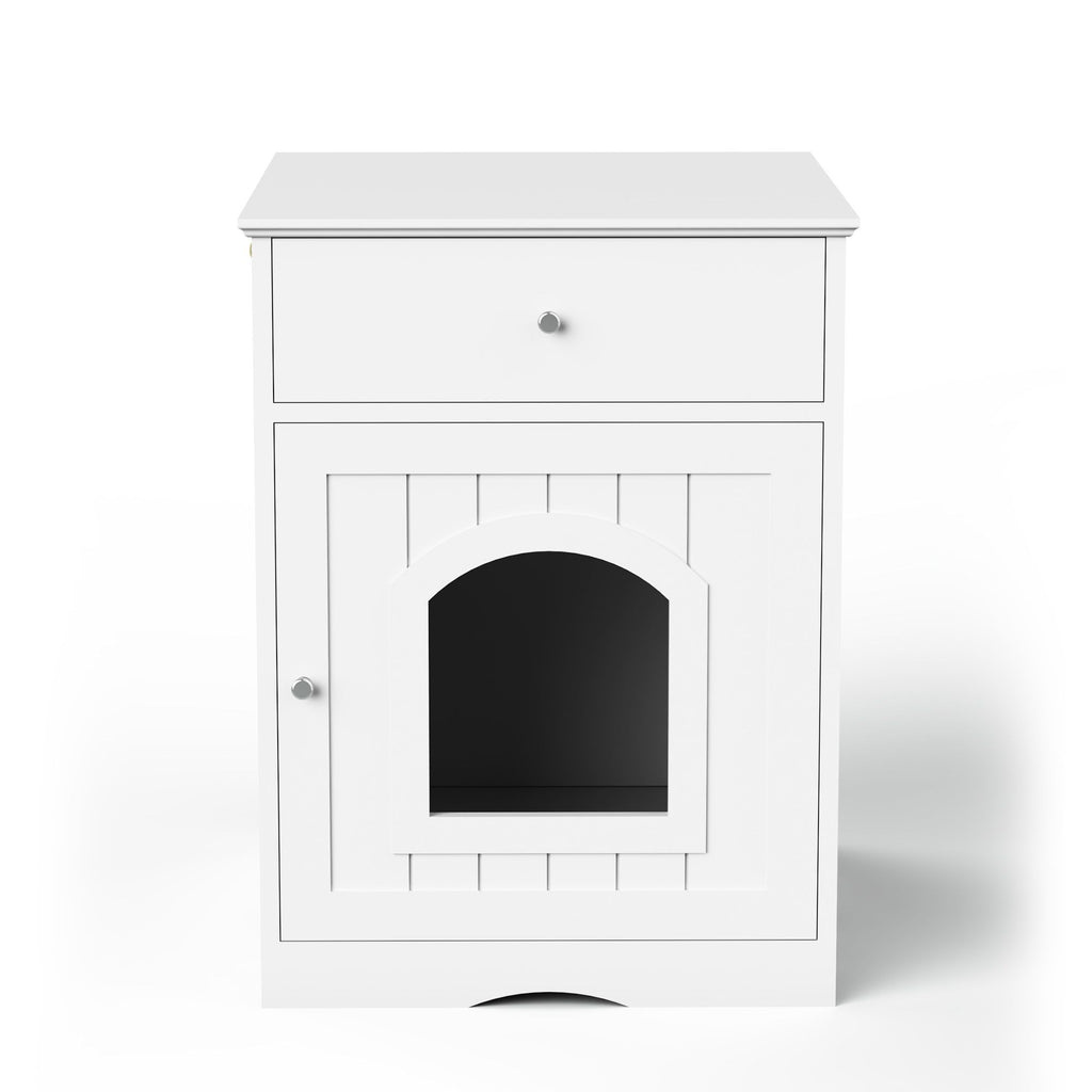 furniture-style Cat Litter Box Enclosure with Drawer, Side Table & Nightstand