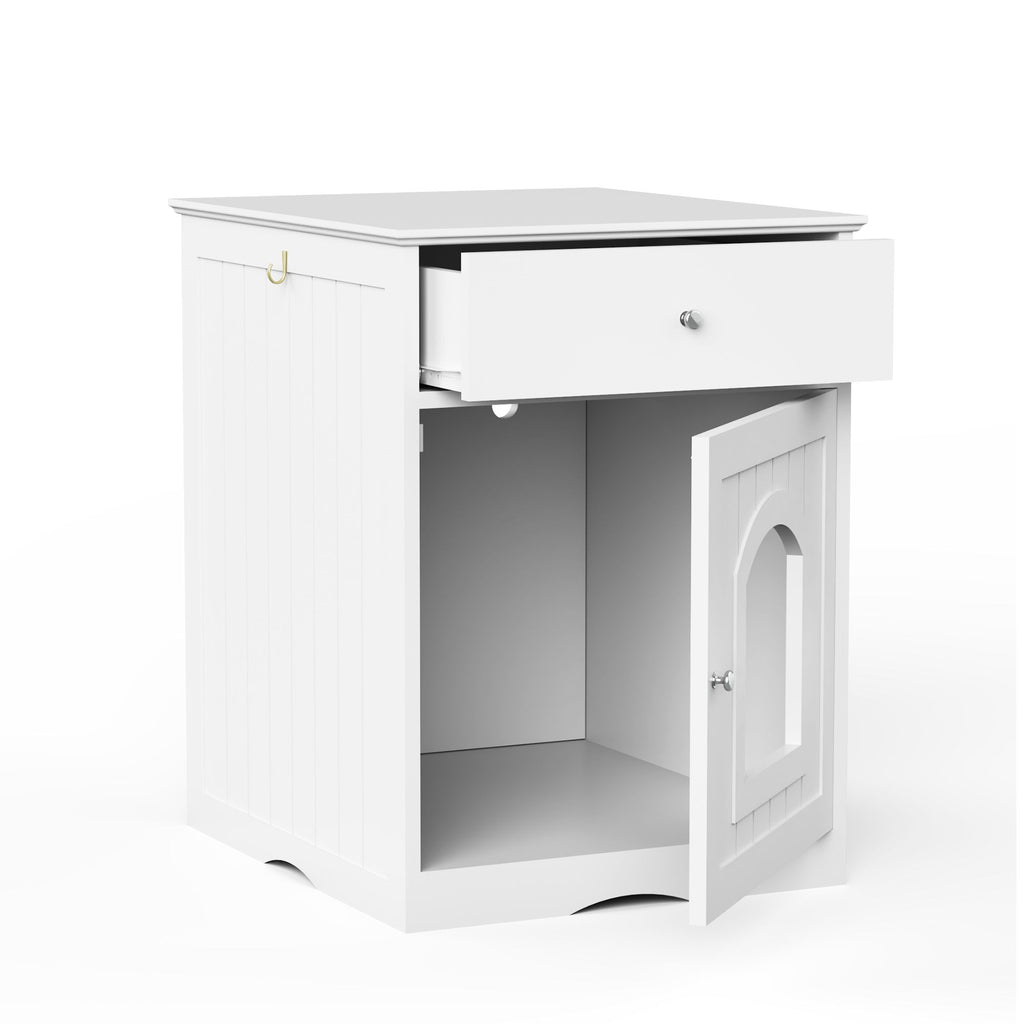 furniture-style Cat Litter Box Enclosure with Drawer, Side Table & Nightstand