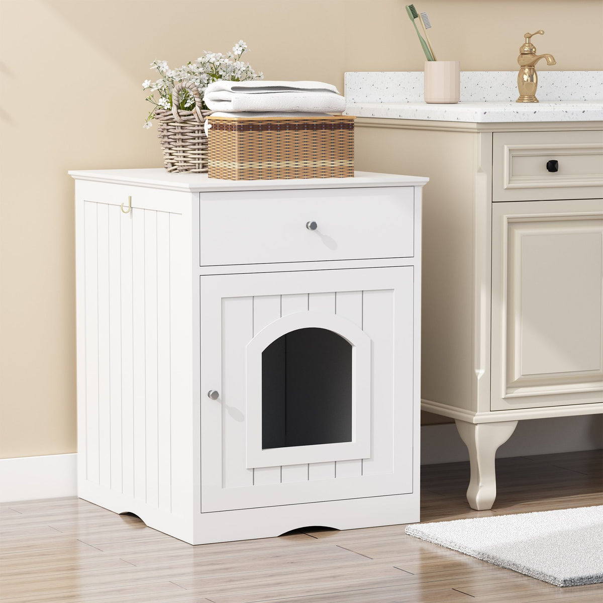 furniture-style Cat Litter Box Enclosure with Drawer, Side Table & Nightstand – image 19