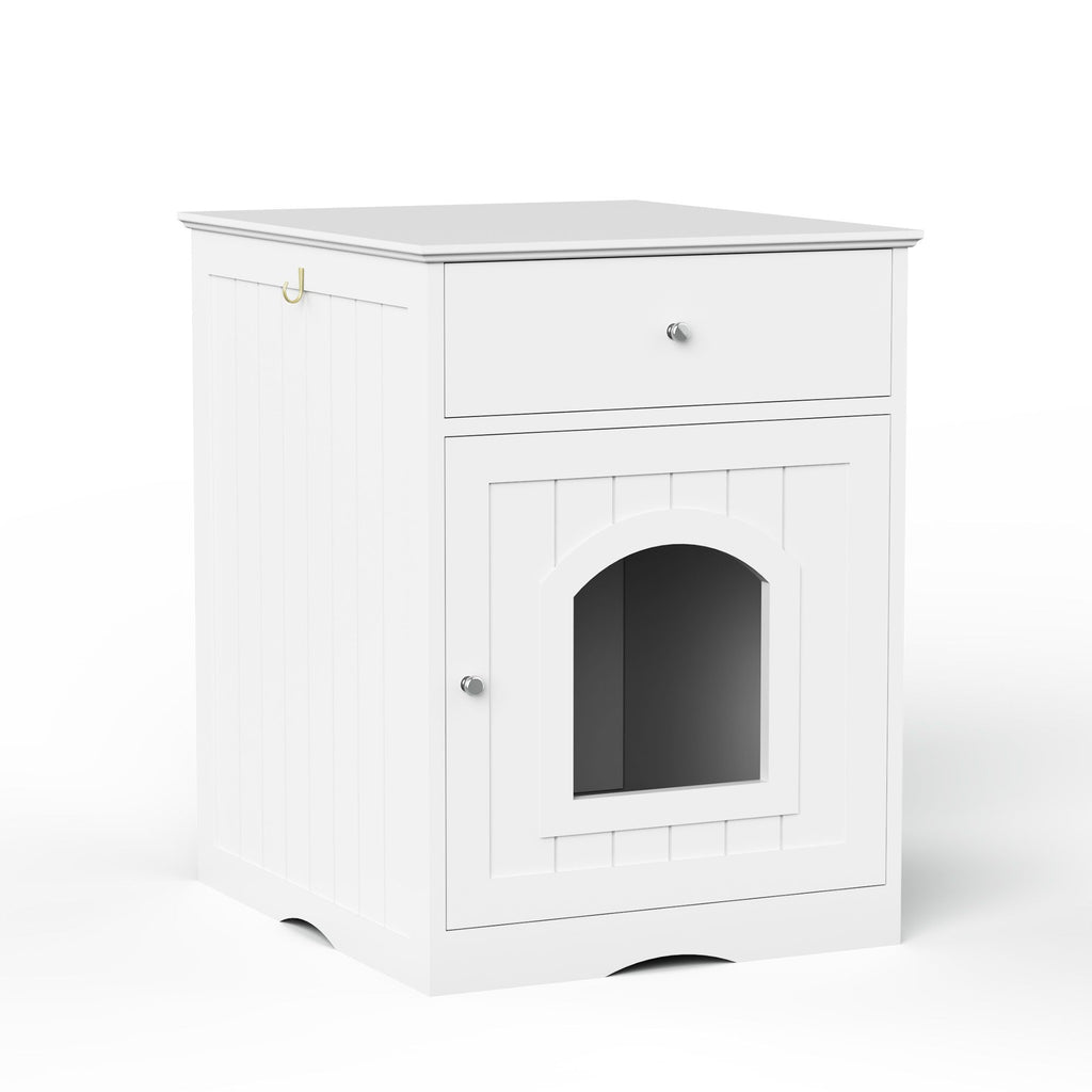 furniture-style Cat Litter Box Enclosure with Drawer, Side Table & Nightstand