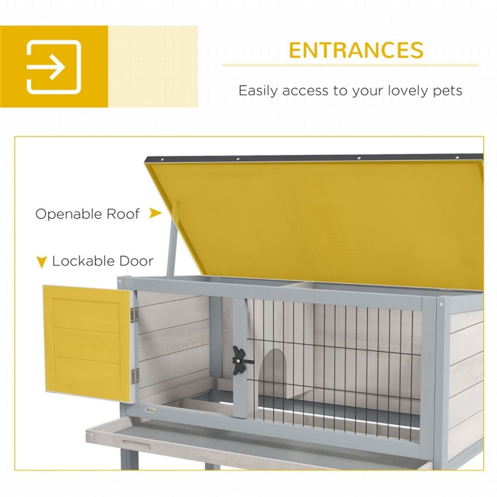 furniture-style Rabbit Hutch – Weather-Resistant with Easy-Clean Tray and Raised Floor