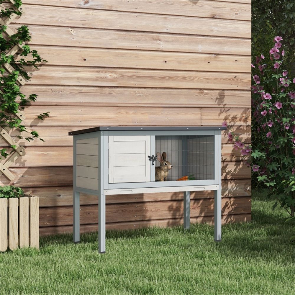 furniture-style Rabbit Hutch – Weather-Resistant with Easy-Clean Tray and Raised Floor