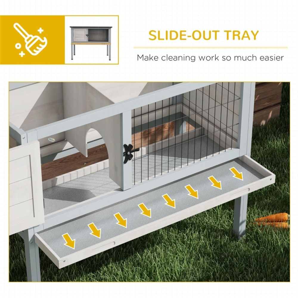 furniture-style Rabbit Hutch – Weather-Resistant with Easy-Clean Tray and Raised Floor
