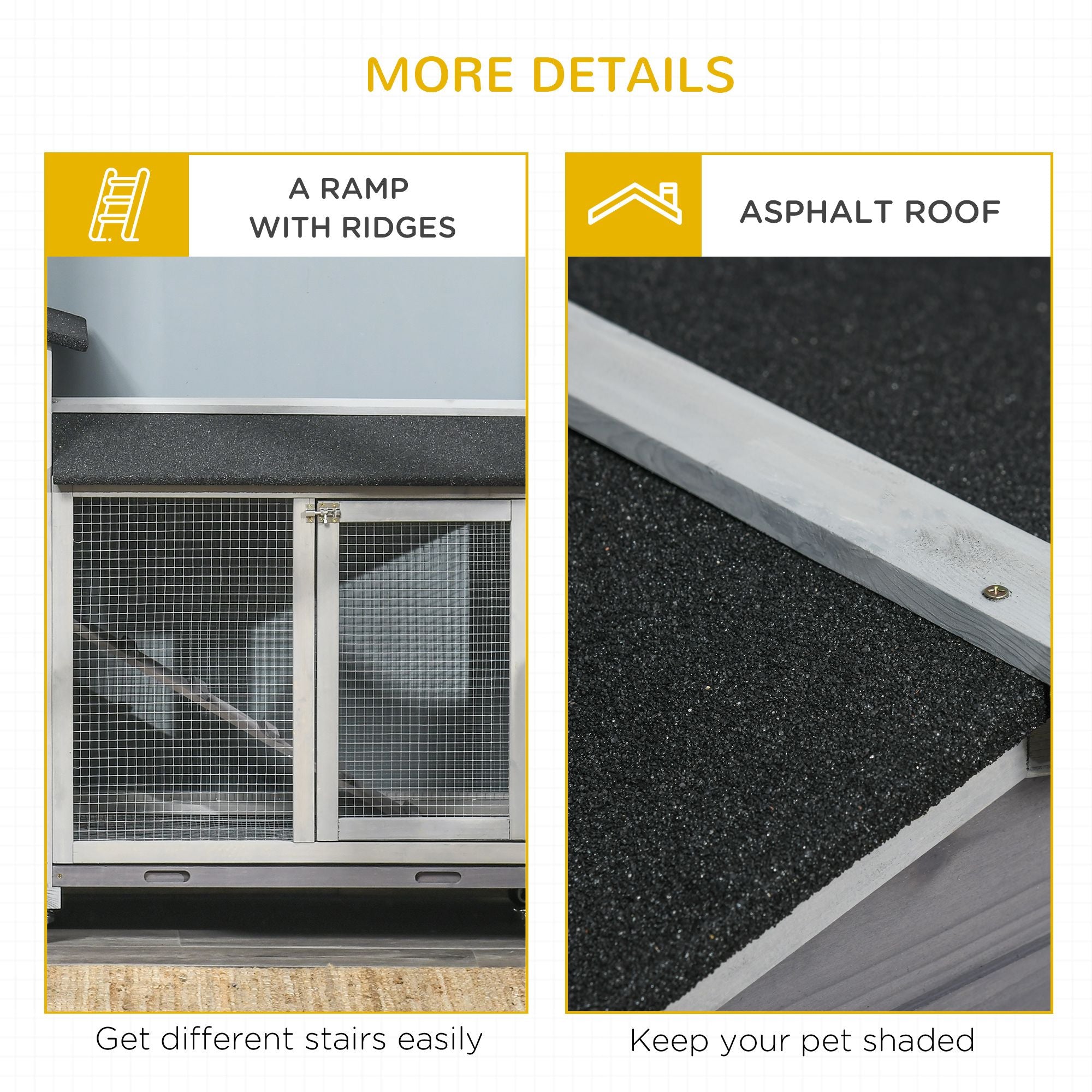 Light Gray furniture-style Rabbit Hutch with Wheels – Easy Mobility & Weather Protection