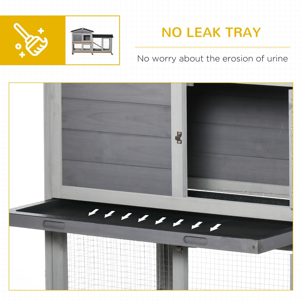 Light Gray furniture-style Rabbit Hutch with Wheels – Easy Mobility & Weather Protection