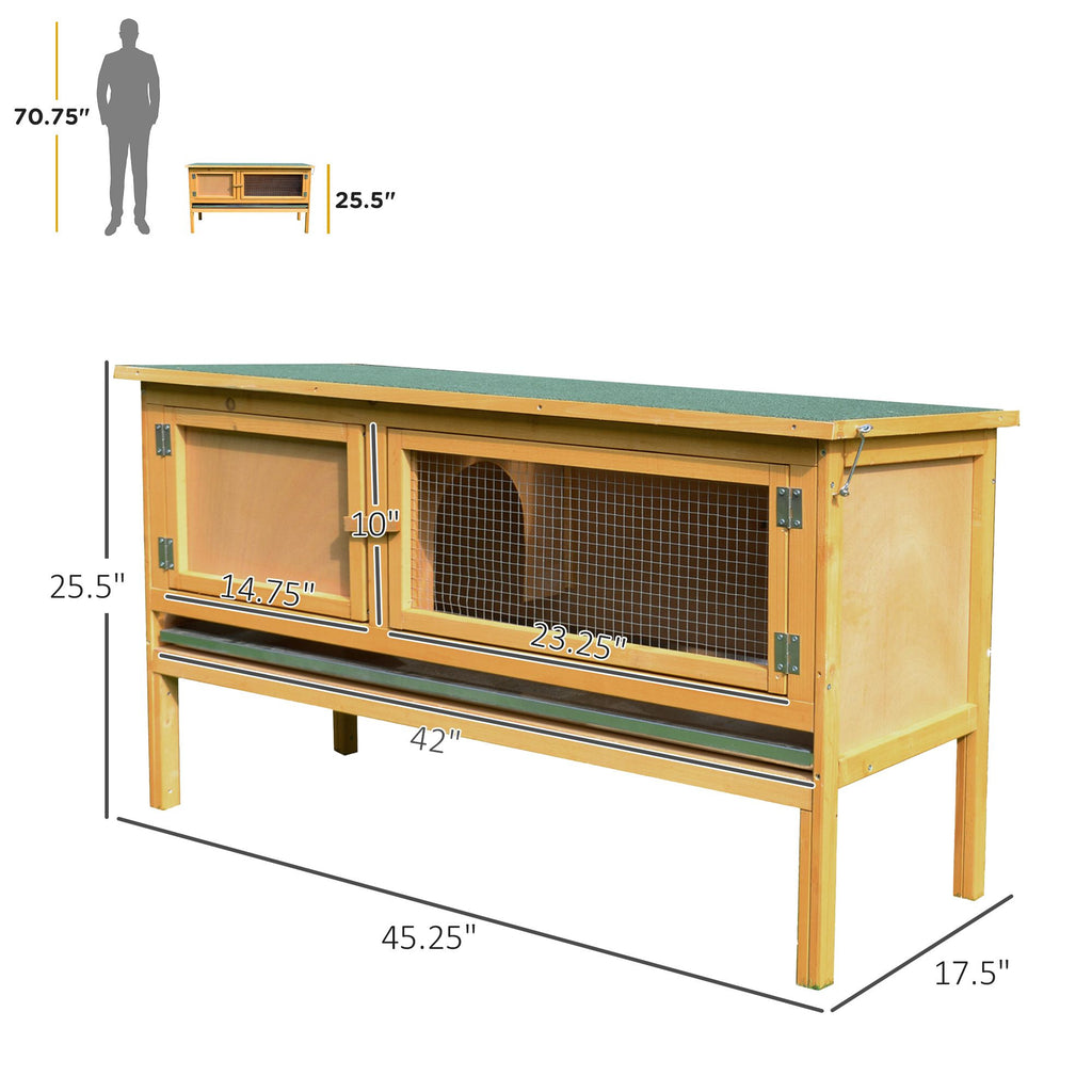 furniture-style Rabbit Hutch Bunny Cage Openable water-ready Roof No Leak Tray Sturdy Fir furniture-style Indoor Outdoor