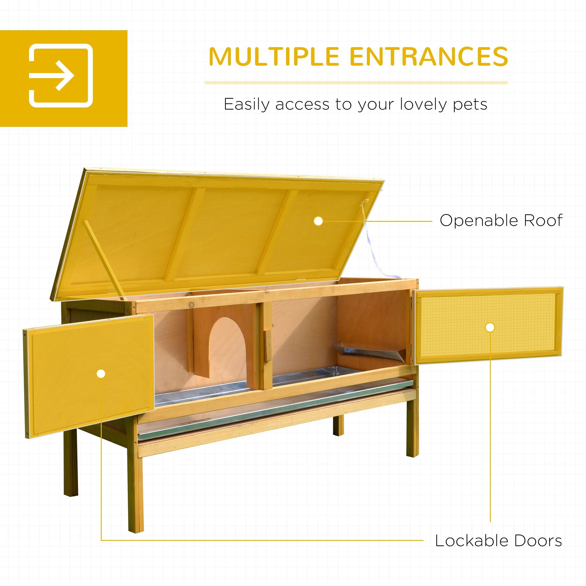 furniture-style Rabbit Hutch Bunny Cage Openable water-ready Roof No Leak Tray Sturdy Fir furniture-style Indoor Outdoor